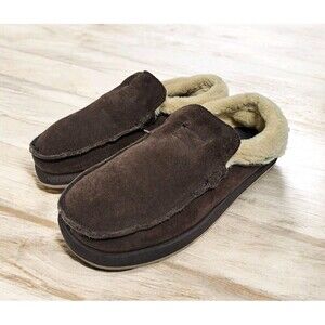 Sanuk Chiba Chill Mens 9 Slip On Shearling Lined Brown Suede Shoes